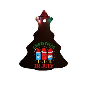 Christmas In July Fun Ice Pops And Santa Ceramic Tree Ornament