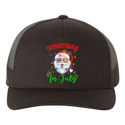 Christmas In July Santa Hat Sunglasses Usa Flag Summer Yupoong Adult 5-Panel Trucker Hat