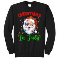 Christmas In July Santa Hat Sunglasses Usa Flag Summer Sweatshirt