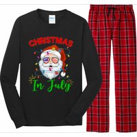 Christmas In July Santa Hat Sunglasses Usa Flag Summer Long Sleeve Pajama Set