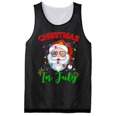 Christmas In July Santa Hat Sunglasses Usa Flag Summer Mesh Reversible Basketball Jersey Tank