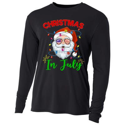 Christmas In July Santa Hat Sunglasses Usa Flag Summer Cooling Performance Long Sleeve Crew