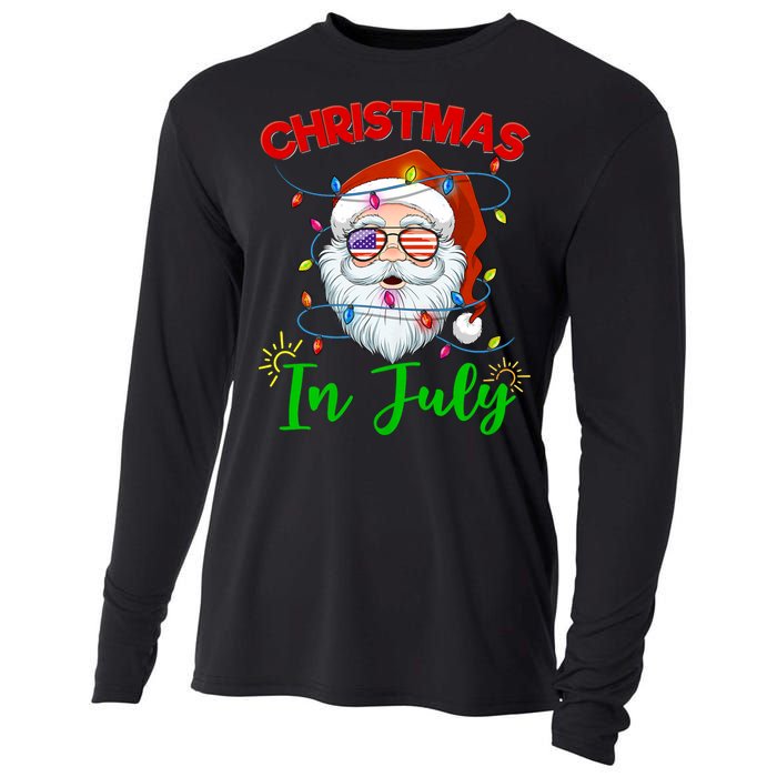 Christmas In July Santa Hat Sunglasses Usa Flag Summer Cooling Performance Long Sleeve Crew