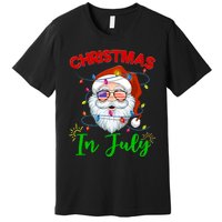 Christmas In July Santa Hat Sunglasses Usa Flag Summer Premium T-Shirt