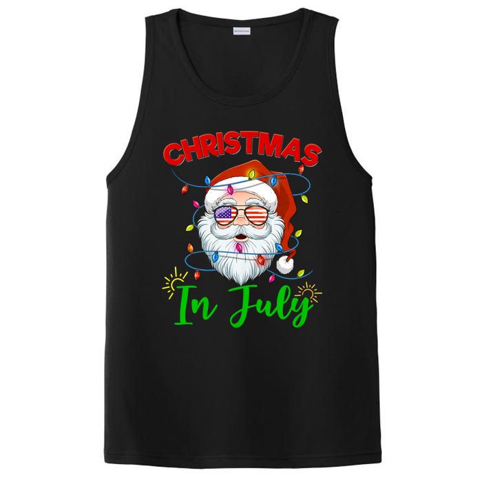 Christmas In July Santa Hat Sunglasses Usa Flag Summer PosiCharge Competitor Tank