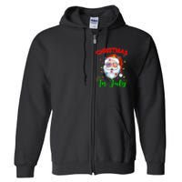 Christmas In July Santa Hat Sunglasses Usa Flag Summer Full Zip Hoodie