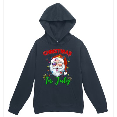 Christmas In July Santa Hat Sunglasses Usa Flag Summer Urban Pullover Hoodie