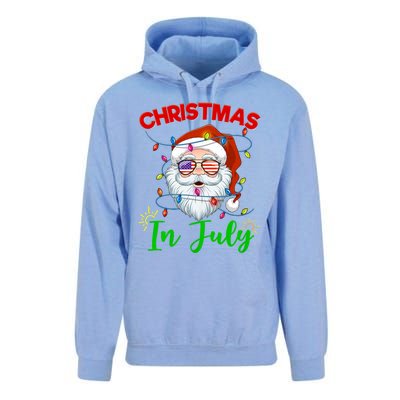 Christmas In July Santa Hat Sunglasses Usa Flag Summer Unisex Surf Hoodie