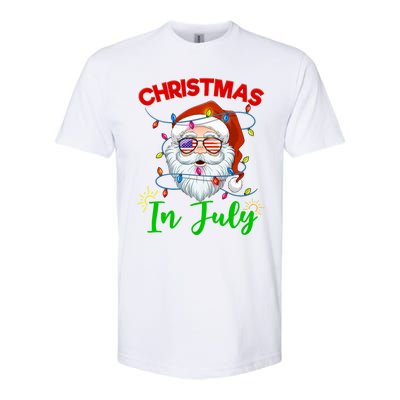 Christmas In July Santa Hat Sunglasses Usa Flag Summer Softstyle CVC T-Shirt