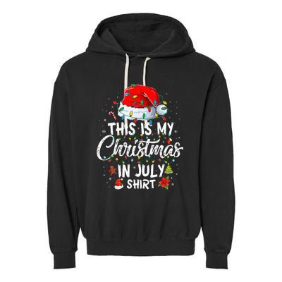 Christmas in July Santa Hat Summer Beach Vacation Xmas Garment-Dyed Fleece Hoodie