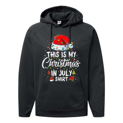 Christmas in July Santa Hat Summer Beach Vacation Xmas Performance Fleece Hoodie