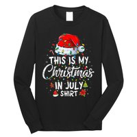 Christmas in July Santa Hat Summer Beach Vacation Xmas Long Sleeve Shirt