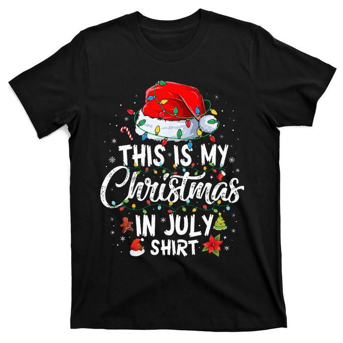 Christmas in July Santa Hat Summer Beach Vacation Xmas T-Shirt