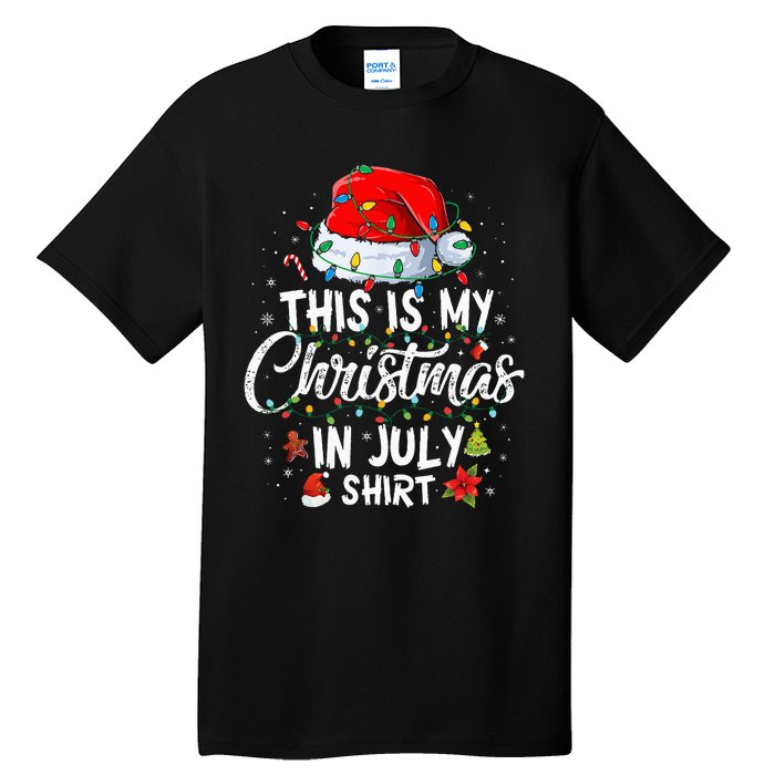 Christmas in July Santa Hat Summer Beach Vacation Xmas Tall T-Shirt