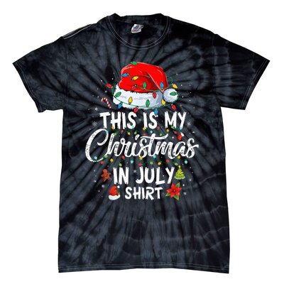 Christmas in July Santa Hat Summer Beach Vacation Xmas Tie-Dye T-Shirt