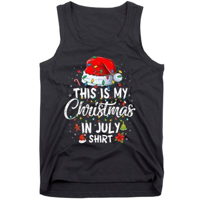 Christmas in July Santa Hat Summer Beach Vacation Xmas Tank Top