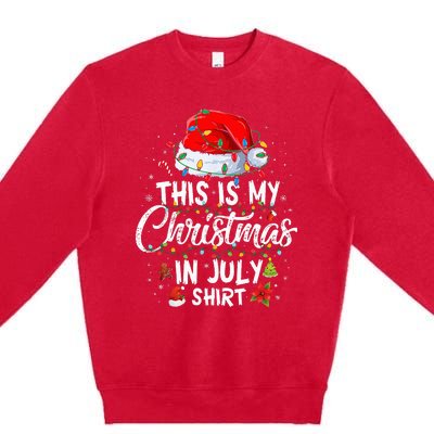 Christmas in July Santa Hat Summer Beach Vacation Xmas Premium Crewneck Sweatshirt