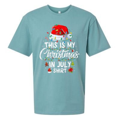 Christmas in July Santa Hat Summer Beach Vacation Xmas Sueded Cloud Jersey T-Shirt