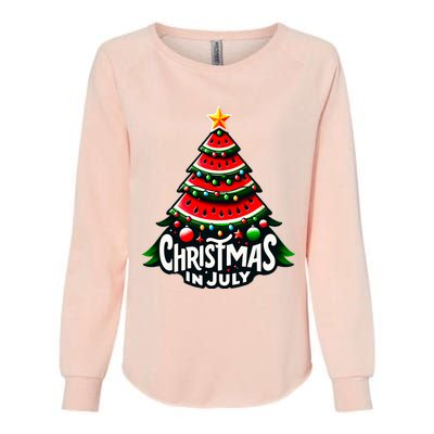 Christmas In July Watermelon Xmas Tree Summer Womens California Wash Sweatshirt