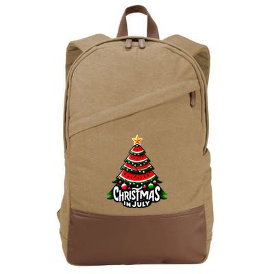 Christmas In July Watermelon Xmas Tree Summer Cotton Canvas Backpack