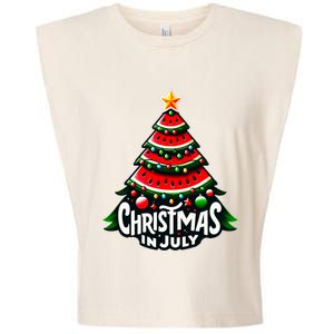 Christmas In July Watermelon Xmas Tree Summer Garment-Dyed Women's Muscle Tee