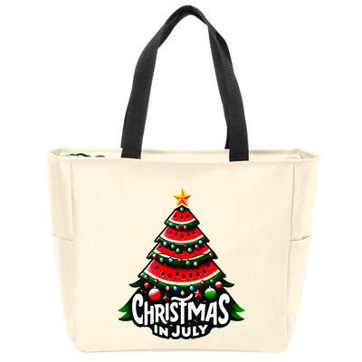 Christmas In July Watermelon Xmas Tree Summer Zip Tote Bag