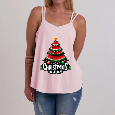 Christmas In July Watermelon Xmas Tree Summer Women's Strappy Tank