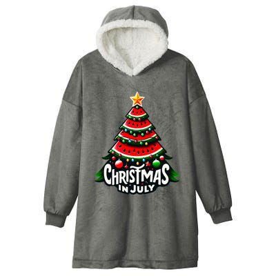 Christmas In July Watermelon Xmas Tree Summer Hooded Wearable Blanket