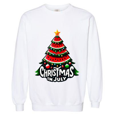 Christmas In July Watermelon Xmas Tree Summer Garment-Dyed Sweatshirt