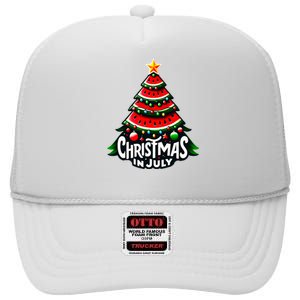 Christmas In July Watermelon Xmas Tree Summer High Crown Mesh Back Trucker Hat