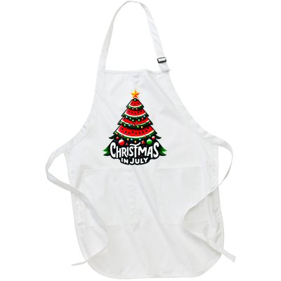 Christmas In July Watermelon Xmas Tree Summer Full-Length Apron With Pockets