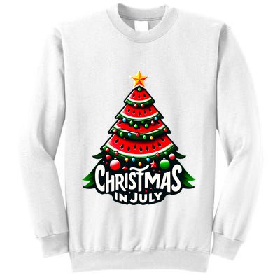 Christmas In July Watermelon Xmas Tree Summer Sweatshirt