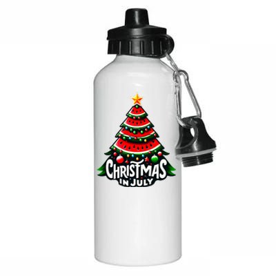 Christmas In July Watermelon Xmas Tree Summer Aluminum Water Bottle