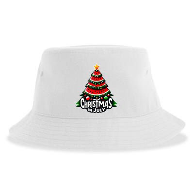 Christmas In July Watermelon Xmas Tree Summer Sustainable Bucket Hat