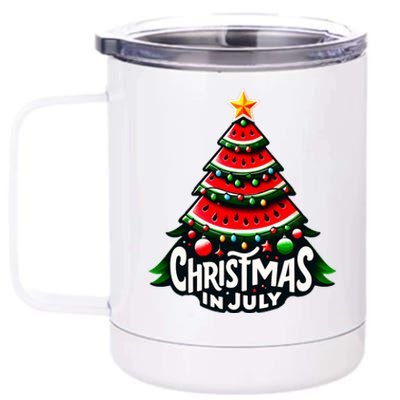 Christmas In July Watermelon Xmas Tree Summer 12 oz Stainless Steel Tumbler Cup