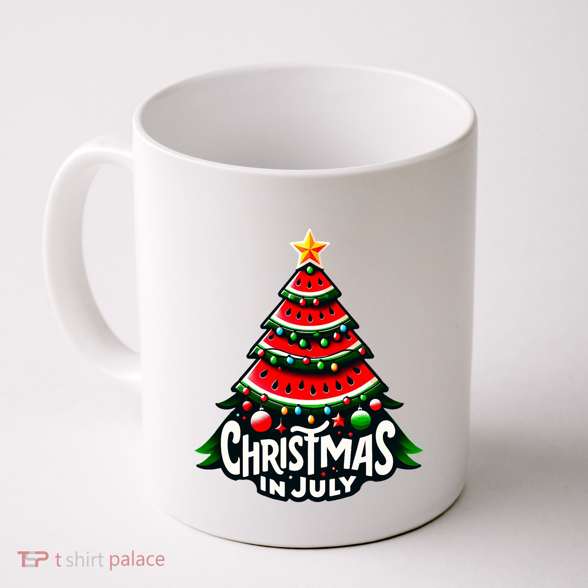 Christmas In July Watermelon Xmas Tree Summer Mug