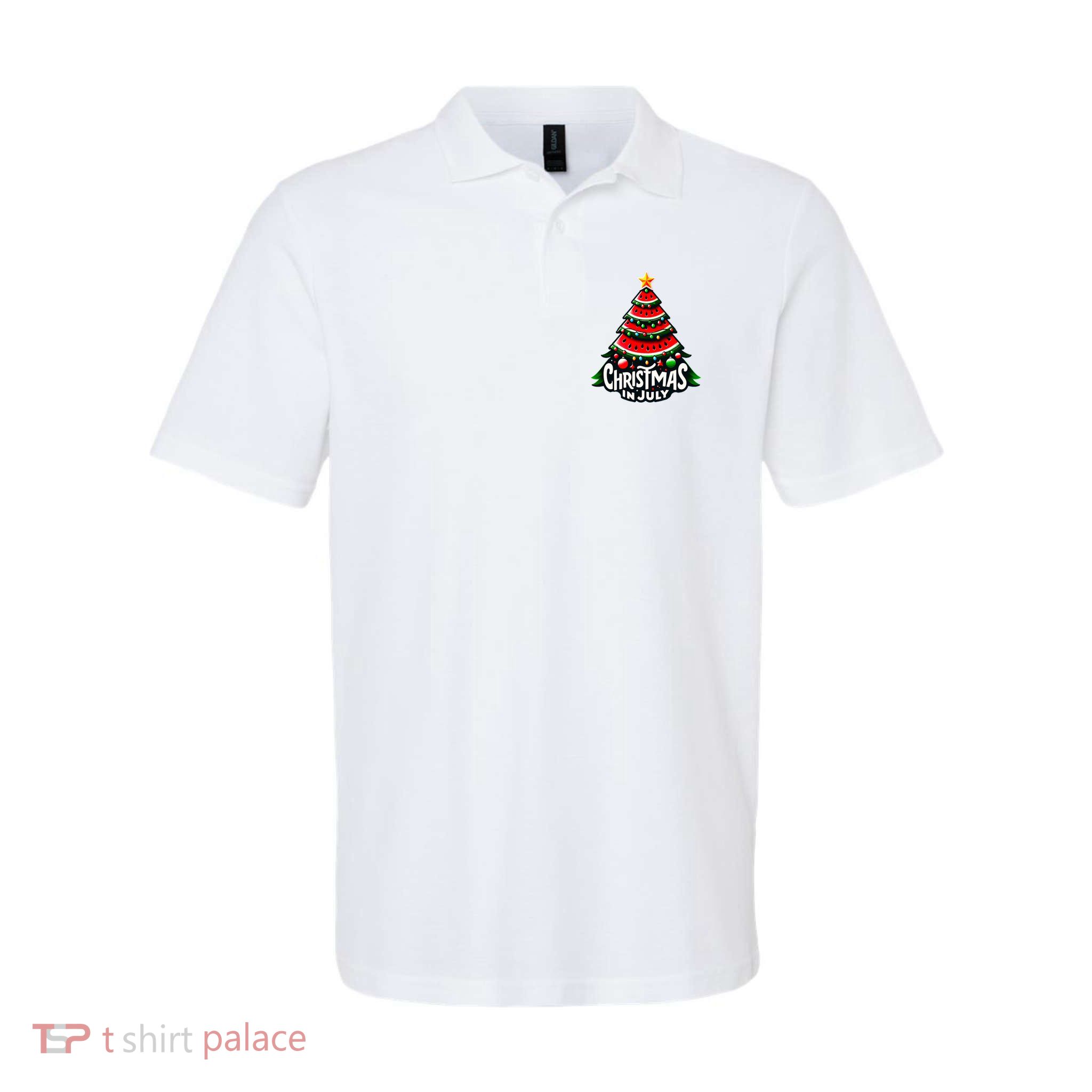 Christmas In July Watermelon Xmas Tree Summer Polo