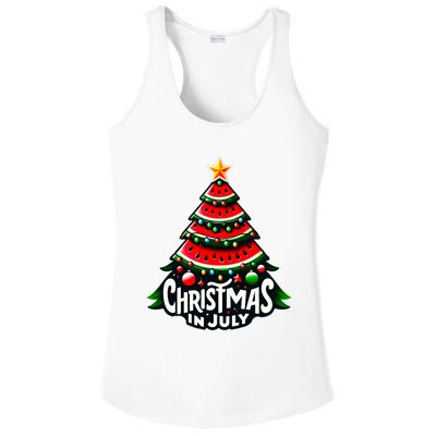 Christmas In July Watermelon Xmas Tree Summer Ladies PosiCharge Competitor Racerback Tank