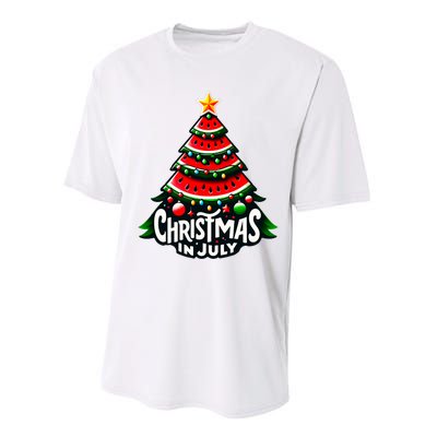 Christmas In July Watermelon Xmas Tree Summer Performance Sprint T-Shirt