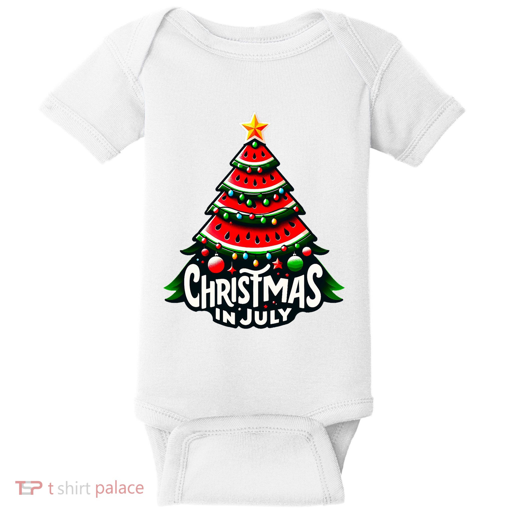Christmas In July Watermelon Xmas Tree Summer Baby Bodysuit