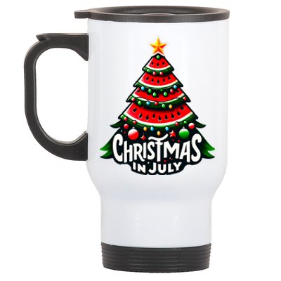 Christmas In July Watermelon Xmas Tree Summer Stainless Steel Travel Mug