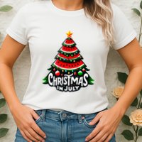 Christmas In July Watermelon Xmas Tree Summer Womens T-Shirt