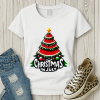 Christmas In July Watermelon Xmas Tree Summer Womens T-Shirt