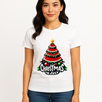 Christmas In July Watermelon Xmas Tree Summer Womens T-Shirt