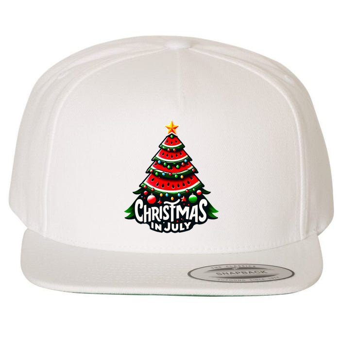 Christmas In July Watermelon Xmas Tree Summer Wool Snapback Cap