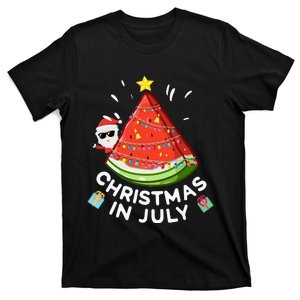 Christmas In July Watermelon Santa Summer Tree T-Shirt