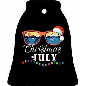 Christmas In July Funny Santa Summer Beach Vacation Ceramic Bell Ornament