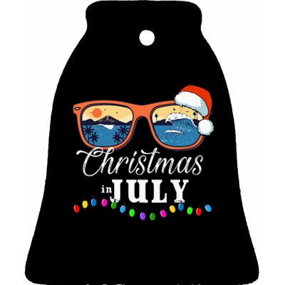 Christmas In July Funny Santa Summer Beach Vacation Ceramic Bell Ornament