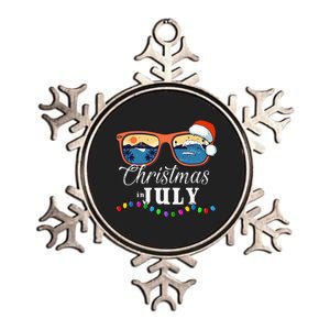 Christmas In July Funny Santa Summer Beach Vacation Metallic Star Ornament