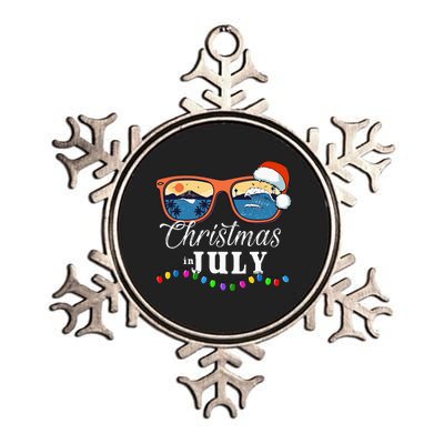 Christmas In July Funny Santa Summer Beach Vacation Metallic Star Ornament